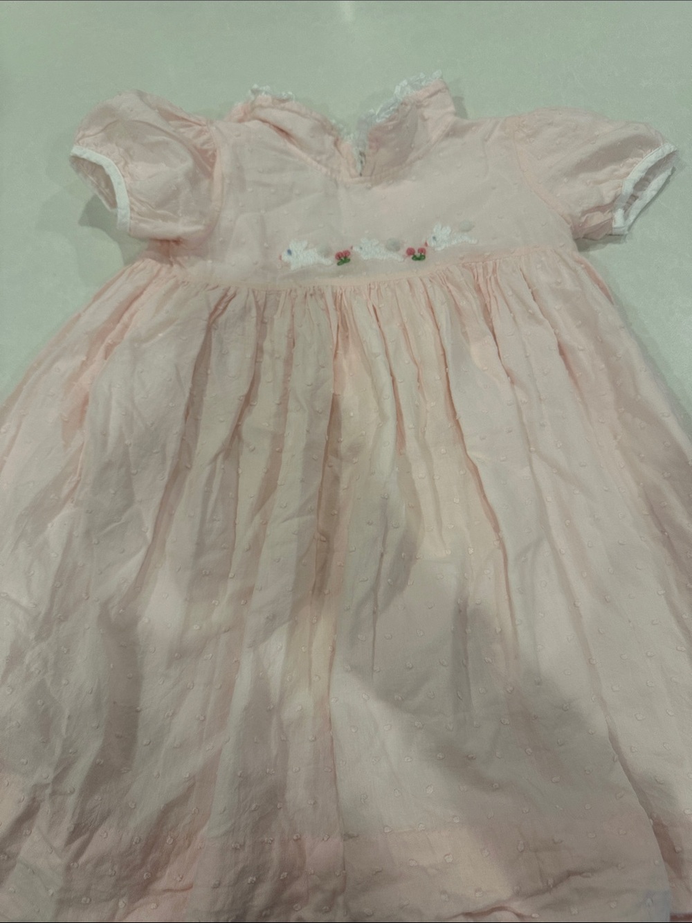 CO Light Pink Baby Dress with Floral Embroidered Label